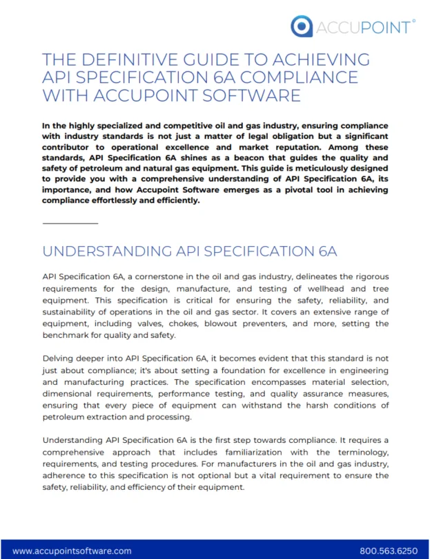 Ensuring compliance with API Specification 6A in the oil and gas industry to enhance operational excellence, safety, and market reputation in petroleum and natural gas equipment.